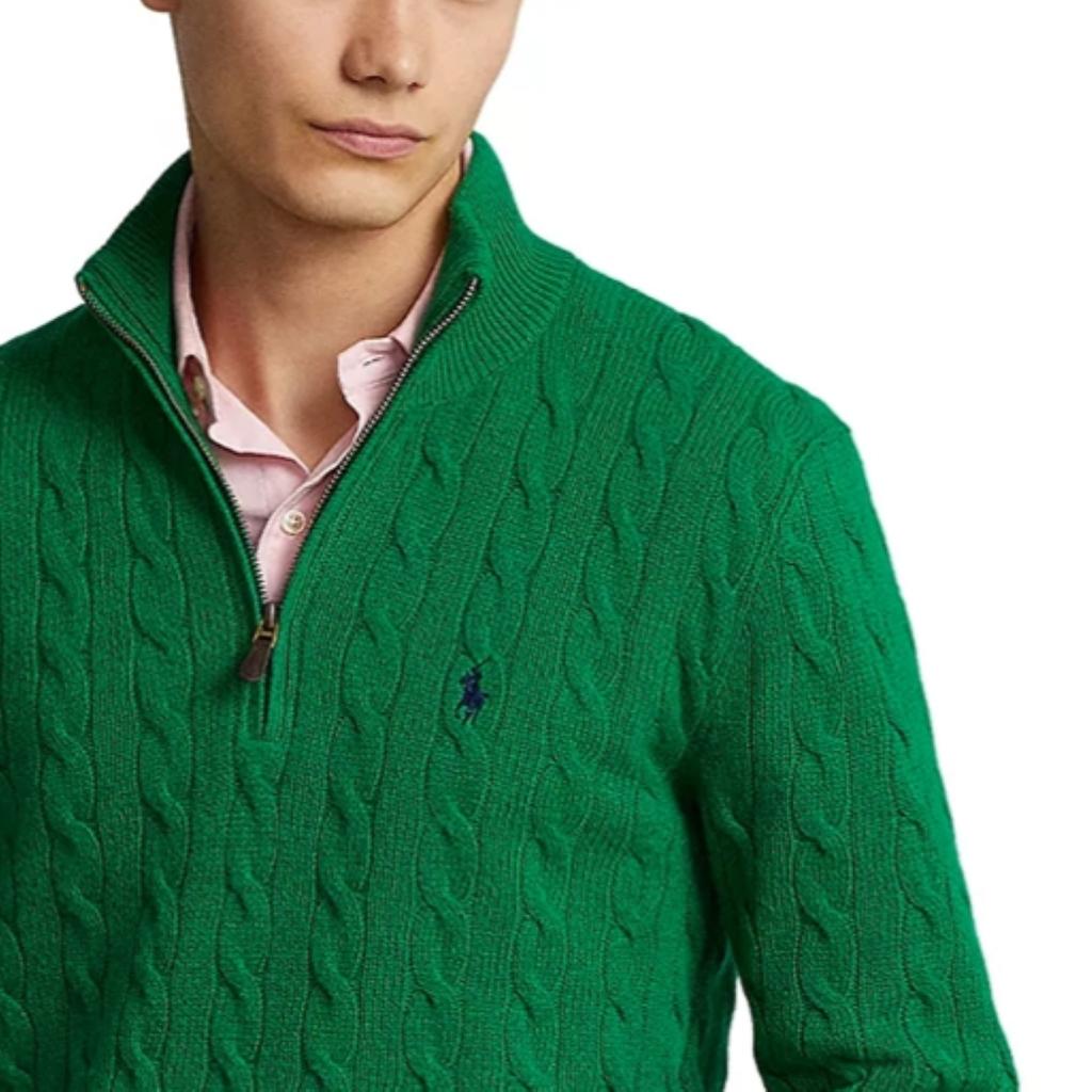 Polo Ralph Lauren Solid Color Stand Collar Half Zip Long Sleeve Cable Knit Sweater Men Sweater 710876766-004