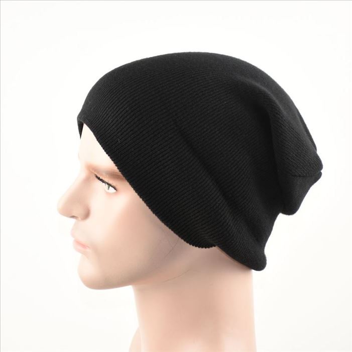 Big head circumference solid color thread hat Big head monochrome knitted hat Cotton thread men's hat Winter thermal hat