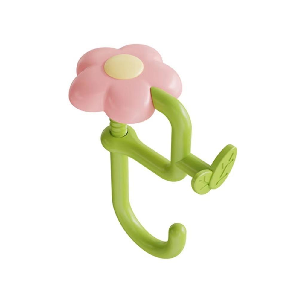 Cute Plastic Flower Bag Hook Adjustable No Drill Flower Shaped Desk Hook Removable Desktop Storage Hook Office