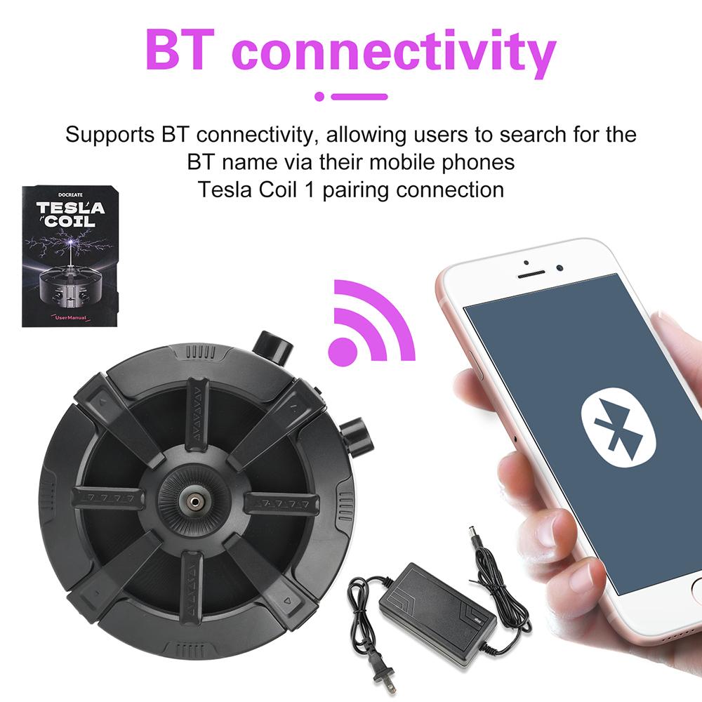 AC110V-240V Tesla-Spule Lautsprecher Künstlicher Blitz Bluetooth Musik Tesla-Spule Lichtbogen Plasma Drahtlose Übertragung Experimentier Modell