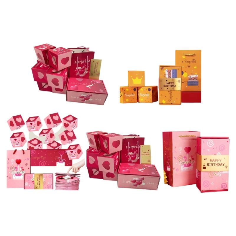 Pack of 18 DIY Customizable Popup Gift Boxes Perfect for Birthday Valentine's Day Parties Feature Quick Assembly Design