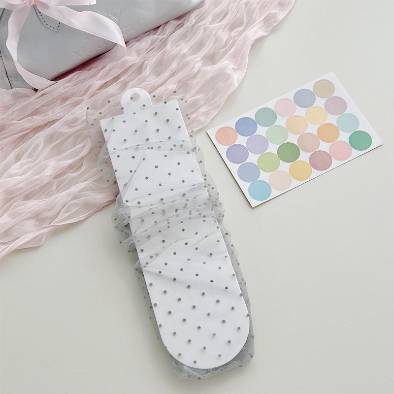 See Through Transparent Women Socks Colorful Star Summer Ultra-thin Nylon Loose Long Socks Women Sweet Girls Mesh Lace Socks Sox