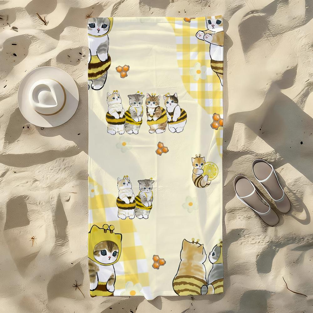 Cartoon Cute Cat M-MoFusand-S Towel For Swim Yoga Gym Quick Drying Soft and Skin-friendly Beach Towels All-Season