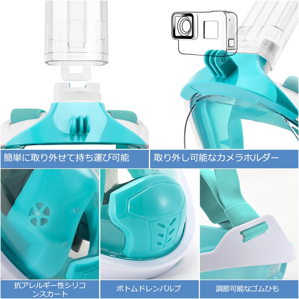 HEARTST Full Face Snorkel Mask, 180° Ultra Wide Angle Double