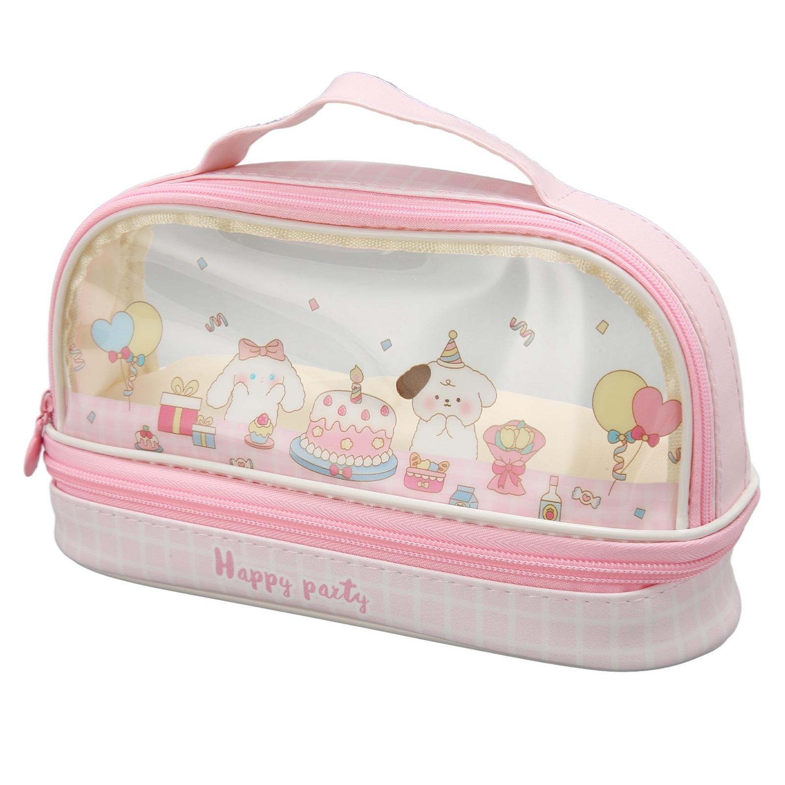 

Милый пенал с мультяшным рисунком, большая емкость, прозрачный пенал, пенал с застежкой-молнией и ручкой