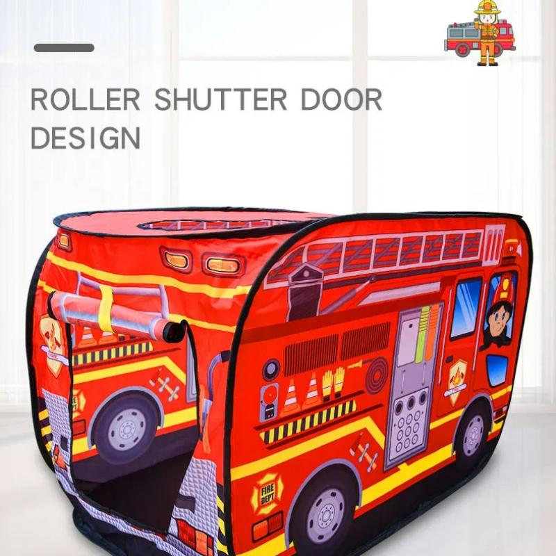 Kids Children Tent Popup Play Tent Toy Garden Lawn Foldable Playhouse Fire Truck Game House Bus Tent Indoor Outdoor Game