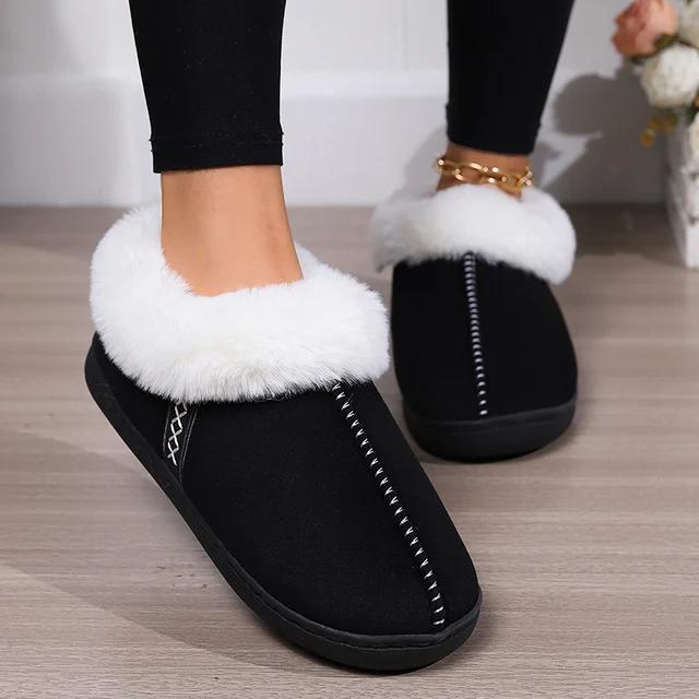 2025 Winter New Warm Fur Indoor Home Slippers for Women, Couple Slippers, Women's Soft Bottom Home Slippers, Large Size