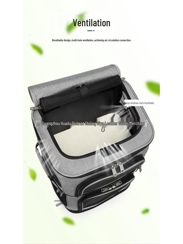 Large Capacity Foldable Cat Backpack for Two Pets - Double Layer, Portable, Breathable