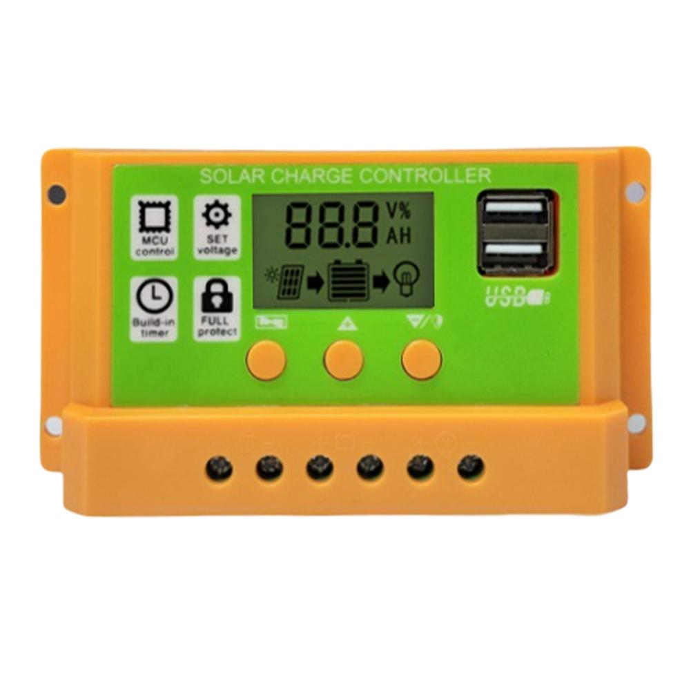Solar Charge Controller 10A 20A 30A 12V 24V 11.1V Solar Panel Controller Dual USB Output Photovoltaic Solar Charging Controller