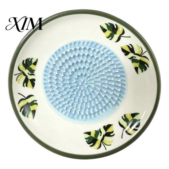 Wielofunkcyjna tarka do przecierów owocowych Ceramiczna tarcza do mielenia imbiru i czosnku, Tarka z ostrymi ząbkami, Łatwa do czyszczenia ręczna maszynka do mielenia dodatków żywnościowych