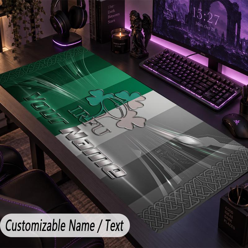 Large Mouse PadIreland Rugby Custom Name Text Personalized Desk Mat Non Slip Gaming Pad