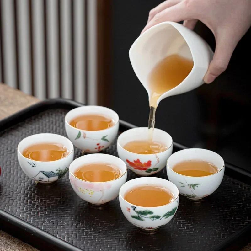 Gift Box,Chinese Style Ceramic Tea Cup,Porcelain Tea Bowl,Espresso Cups,Pottery Coffee Mug,Teacup Mugs,Coffee Cups,1 Set