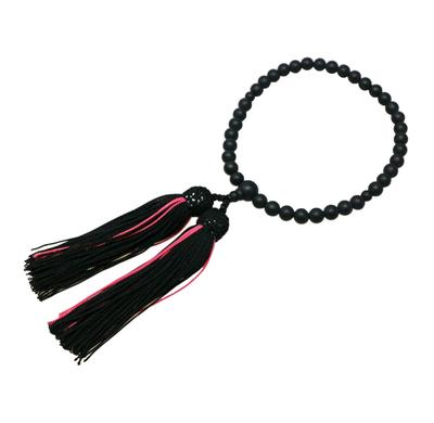 Nakago, Founded In 1885, Kyoto-style Prayer Beads, Onyx, Plain, with Co-Structure, Comes with Prayer Bead Bag (Suitable for Women of All Sects)