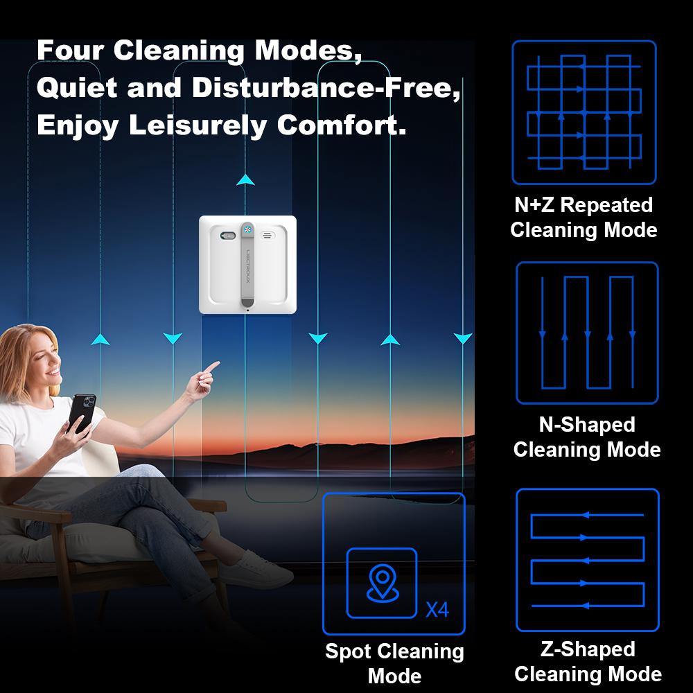 2025 NEW Robot Window cleaner Liectroux S9,Updated Laser, 2 roller brushes,6-way water pump spray,9KPa,app control,voice prompts
