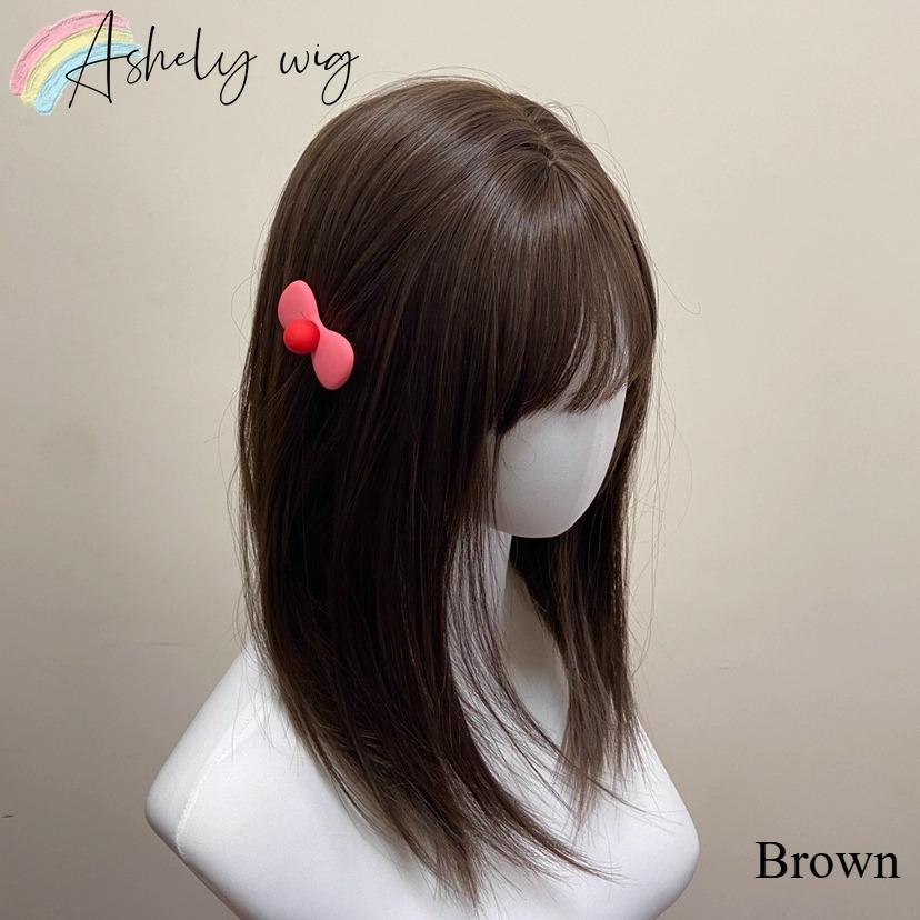 

Ashely Brown Wig with Bangs 14inch Lolita Wigs for Women Shoulder Hair Wig High Temperature Fibers Synthetic Wigs for Daily Use (Brown,14inches&1pc) коричневый