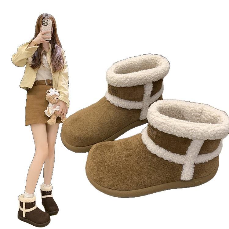 Snow Boots Thick-soled Women's New Winter Velvet Warm Boots Short Boots Velvet Thickened Lazy One-pedal Women's Shoes
