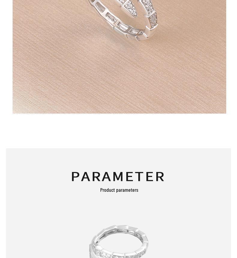 S925 Sterling Silver Snake Head Adjustable Open Ring for Women - Korean/Japanese Style Light Luxury with Full Diamond Shine