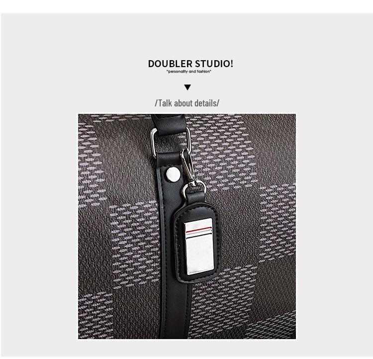 Checkered Leather Water-Resistant Crossbody Travel & Gym Bag Pillow Bag