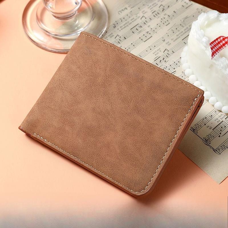

Ultra-thin Leather wallet Multi Card Slot Card Holder Simple Casual Business Men s Short Wallet коричневий