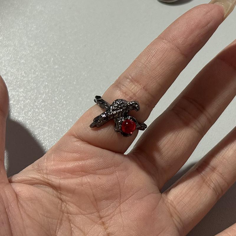 Black Crow Punk Hip Hop Rings Adjustable Opening Fashion Trendy for Women Men Personalized Thorne Niche Gift Ring