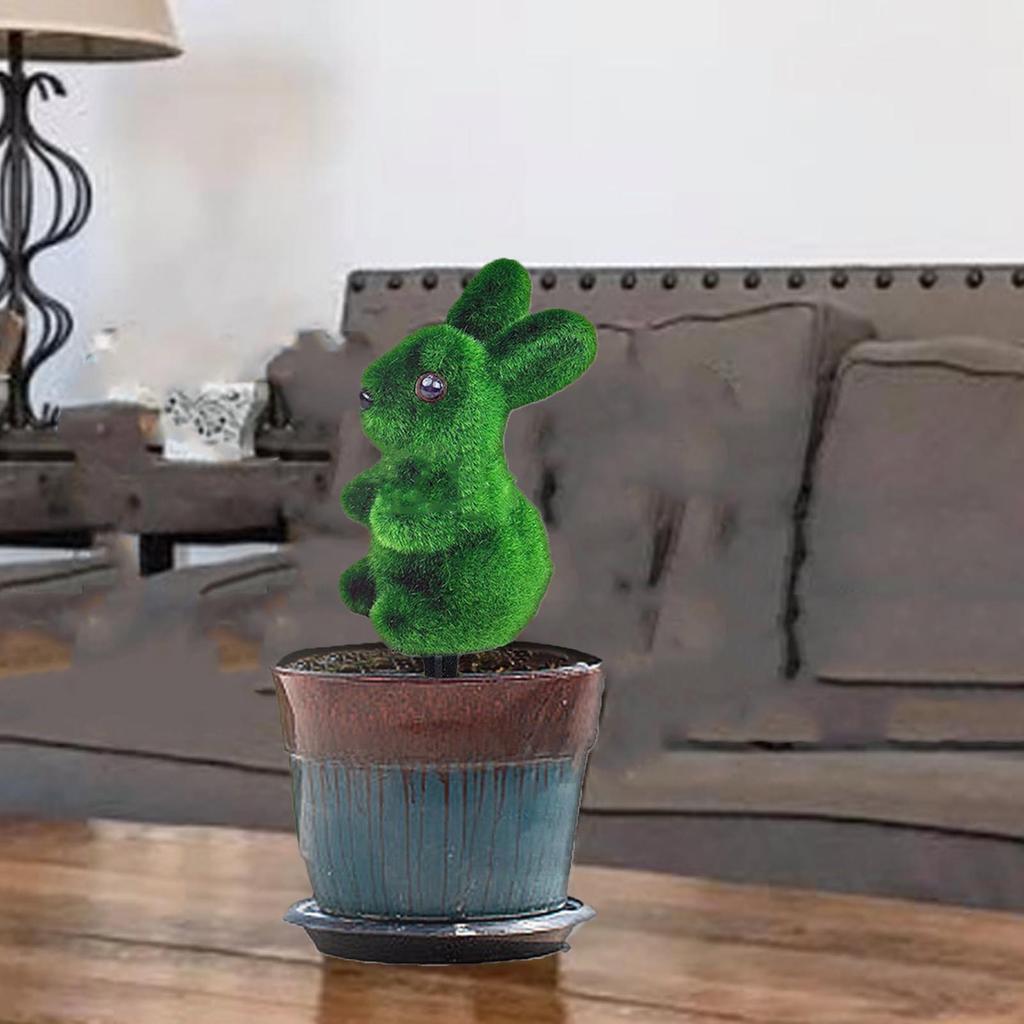 Ostern Grüner Hase Figur mit Gartenstecker Künstliche Grüne Hasenstatue Gartendekoration Ornament für Pflanzgefäß Tischplatte Osterparty Geschenke