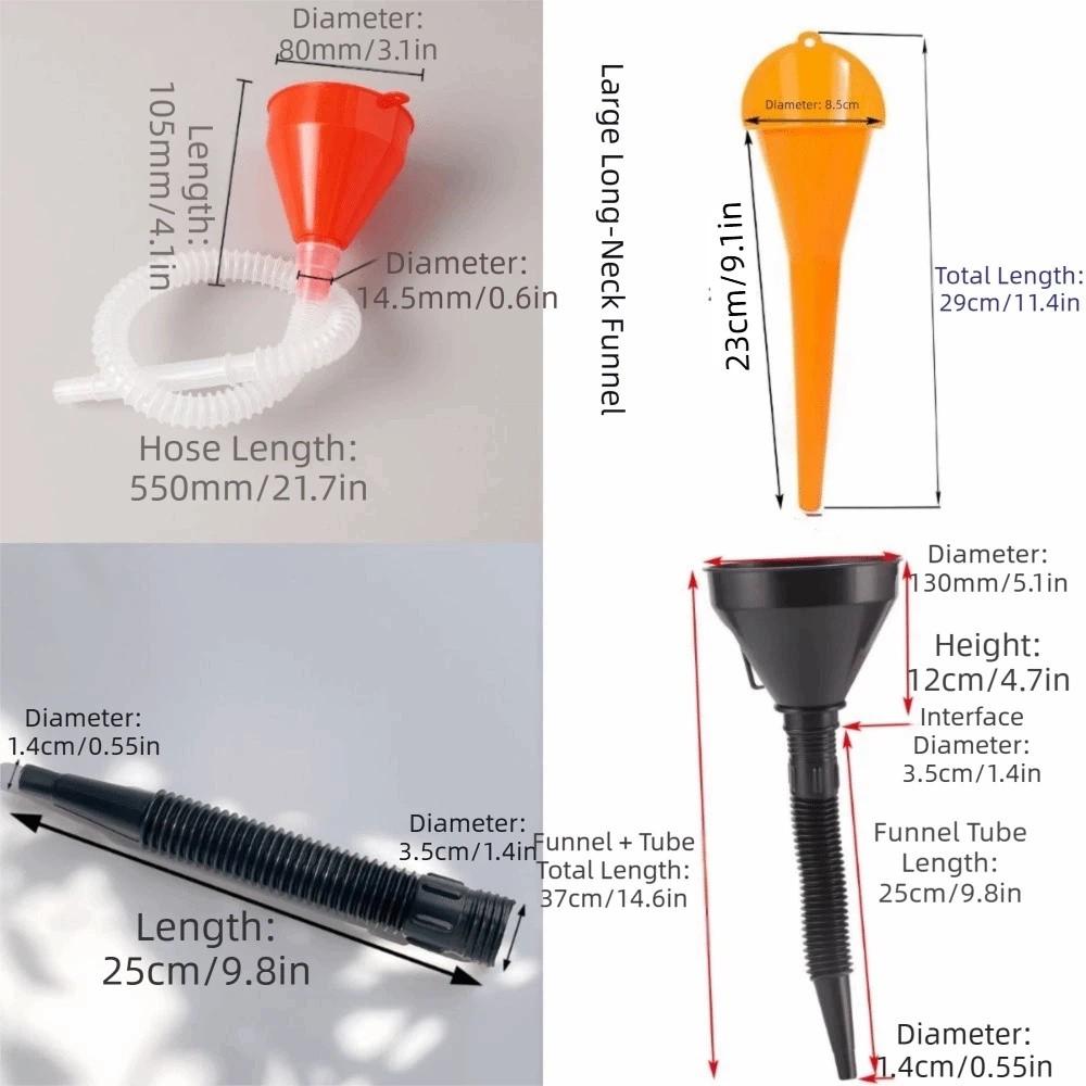 Multi Caliber Automotive Fuel Funnel Flexible Automotive Funnel Different Vehicles