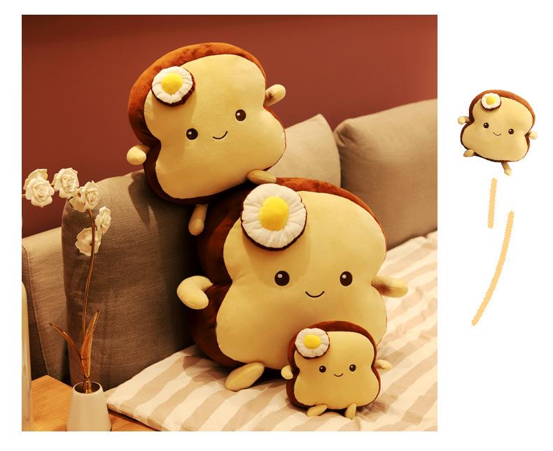 Cuscino Peluche Creativo Uovo Fritto su Toast: Cuscino a Forma di Striscia Lunga per Abbracciare per Ragazze