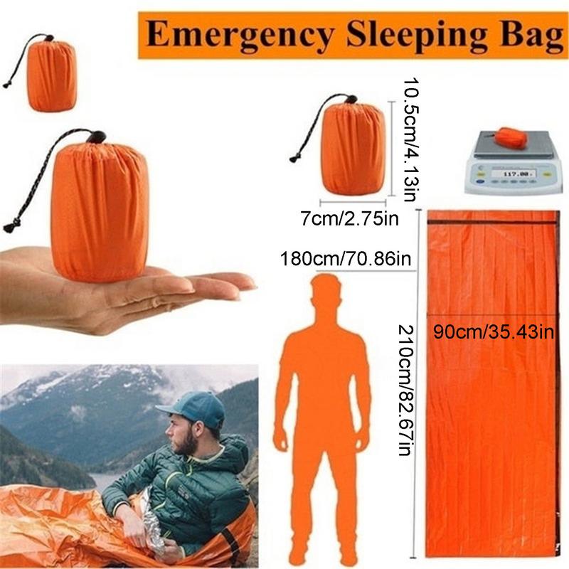 Überlebensschlafsack, wasserdicht, leichte Decke, Überlebensausrüstung, Schlafunterkunft, Thermotasche, Campingzubehör, tragbar