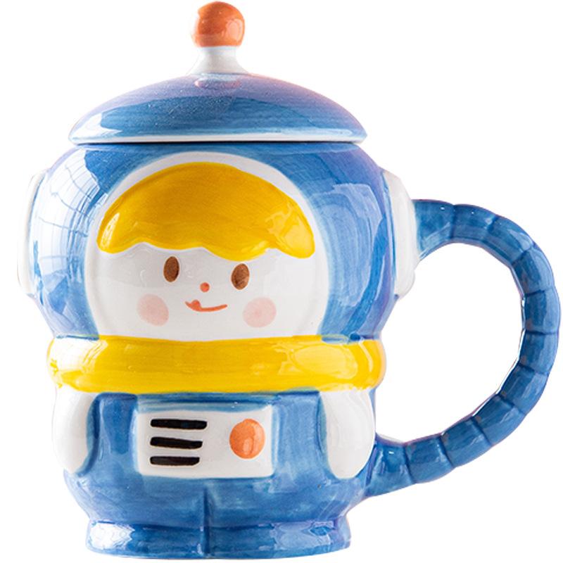 Креативная кружка-астронавт милая ручная роспись керамическая кружка с крышкой стакан для воды персонализированная чайная кружка кружка для завтрака 350ml