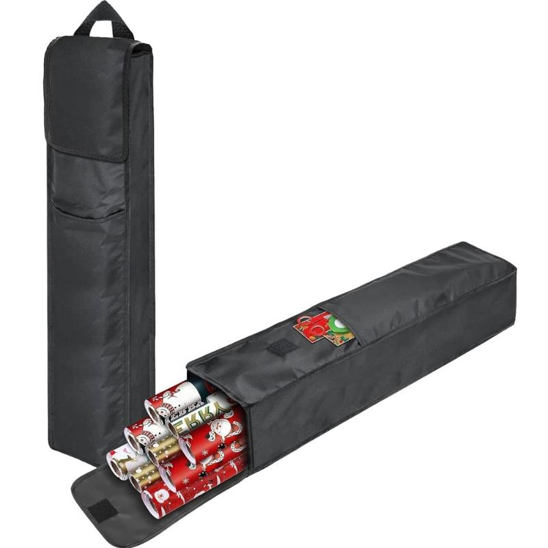 Durable Oxford Cloth Gift Wrap Storage Bag Christmas Gift Organizer With Multiple Pockets For Crafts,Posters Wrapping Paper Hold