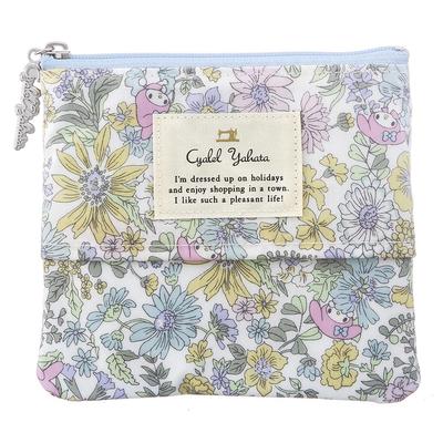 Sanrio Charaktere Liberty Print Mini-Taschentuch Make-up Floral Made in Japan Emily Pouch, Pouch, Druck, Schlank, Kompakt, (My Melody, Lied, Blau)