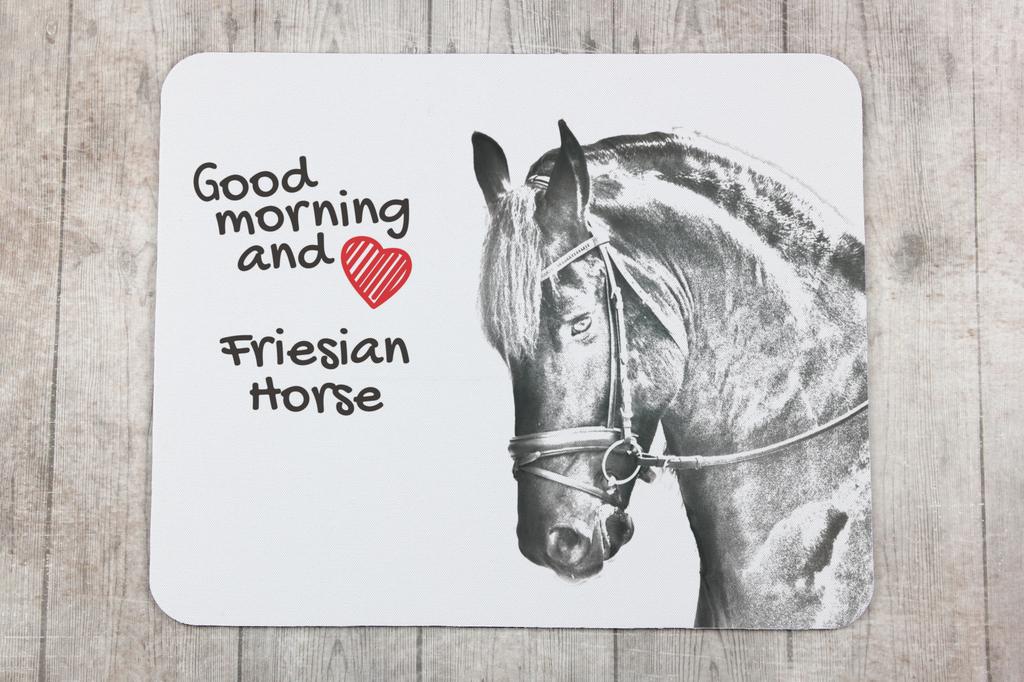 Friesian horse I - mouse pad with print, personalized pad with a horse, unique gadget for an office worker from the Art-Dog brand