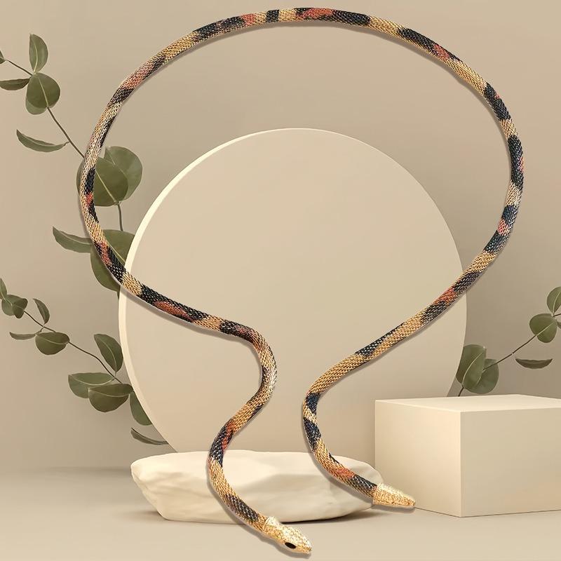 Snake Creative Jewelry Personalized Iron Flexible Twisted Jewelry Bendable Snake Head Pendants Girl Women's Necklace