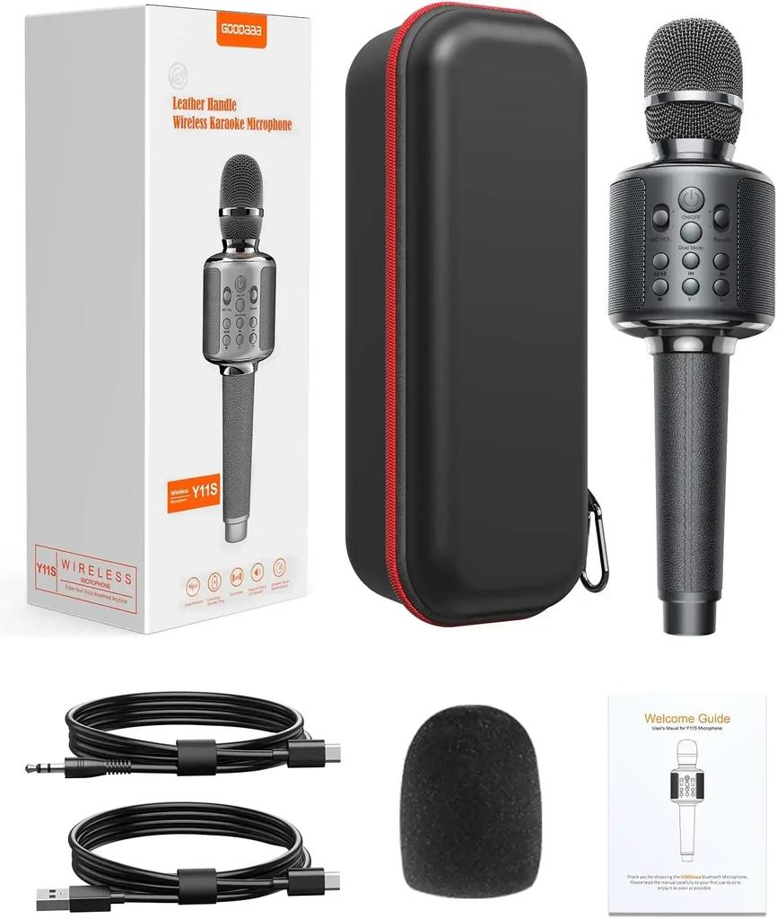 Portable Singing Machine Mic Bluetooth Karaoke Microphone Wireless with Duet Sing/Record/Play/Reverb Adult/Kid Gift for Home KTV