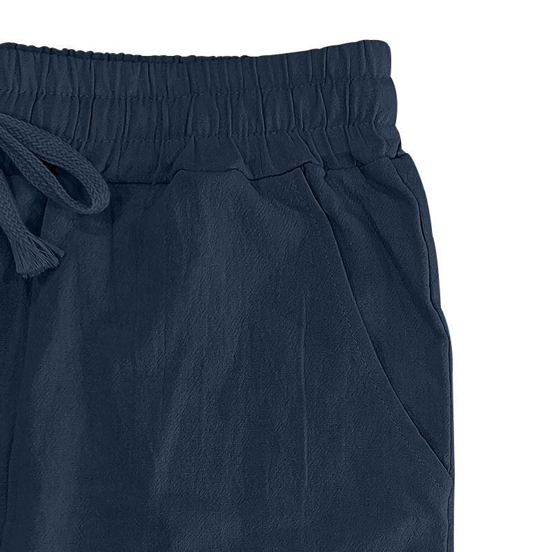 Four Seasons Thin Section Beach Casual Lace-up New Men's Cotton Linen Drawstring Straight Trousers Male