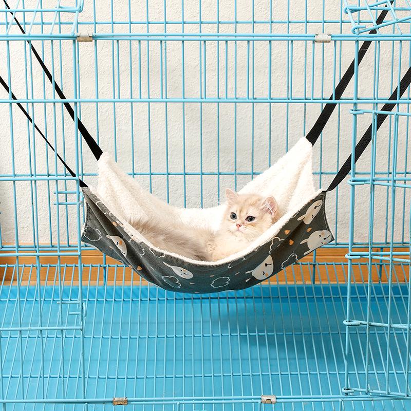 Adjustable Fleece Cat Hammock Bed for Hammies & Chinchillas - Thickened Hanging Pet Cage Hammock