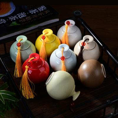 Mini-Keramikdose, Retro-Teekanne für Zuhause, tragbar, kleine Teekanne mit kleiner Teeverpackung, versiegelte runde Aufbewahrungsbox aus Porzellan, Teebehälter