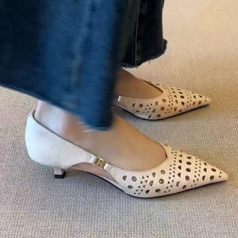 

Мода Роскошь Женские Босоножки на Каблуке Острый Носок Модная Обувь Сексуальные Элегантные 2025 Лето Дизайнер Новые Туфли-Лодочки для Платья Вечеринка Сандалии Женские 40 бежевый