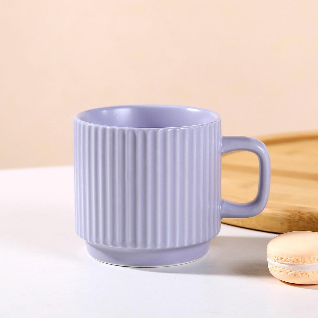 Souvenir Ins Macaron Simple Striped Ceramic Cup Creative Stacked Cup Household Coffee Cup