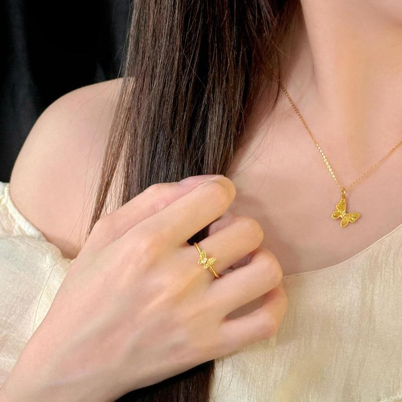 Creative Design Charm Diamond Set Butterfly rings for women New in Fashion Light Luxury Adjustable Female Ring Party Jewelry