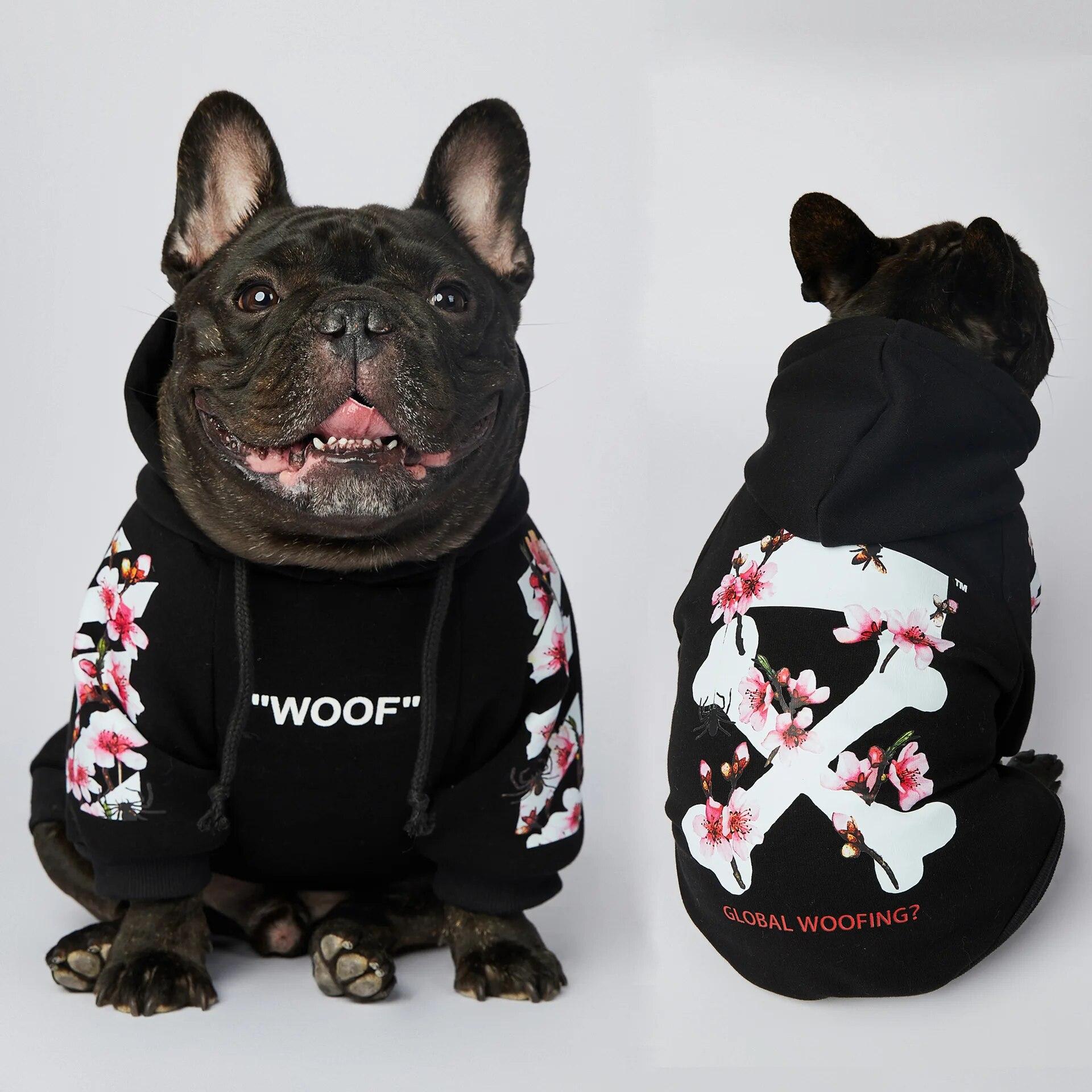 

WOOF модная куртка для собак «Сакура» популярный трендовый бренд Ins толстовки для собак зимние зимние толстовки для французского бульдога мопса спортивная одежда для собак M-4XL