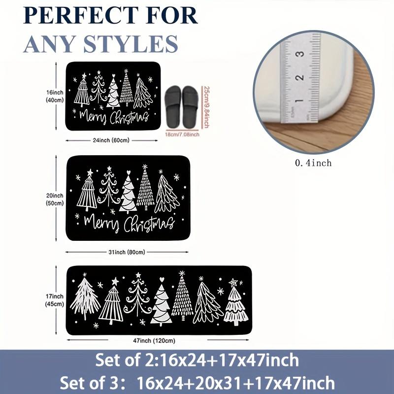 1Pcs Anti Fatigue Kitchen Rugs,Christmas tree Print Waterproof Non-Slip Thick Cushioned Kitchen Mat Heavy Duty Comfort Standing Mat for Kitchen