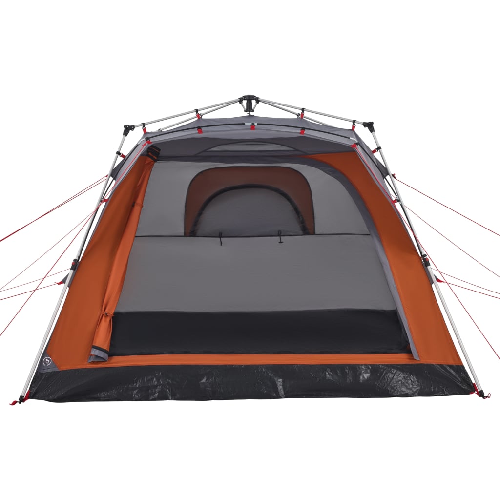 4 Person Camping Tent in Grey and Orange with Quick Release System