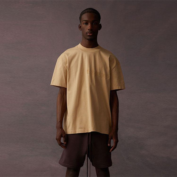 Fear of God Essentials SS Tee With Letter Logo Print Unisex Tops Sand White ESSENTIAL125BT222004F