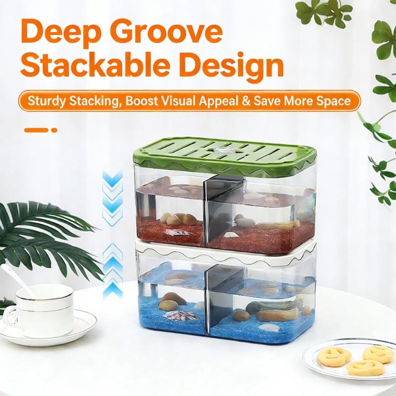 Tabletop Fish Tank Aquarium Breeding Box with Removable Divider Box for Shrimp Baby Fishes Guppy Accessories