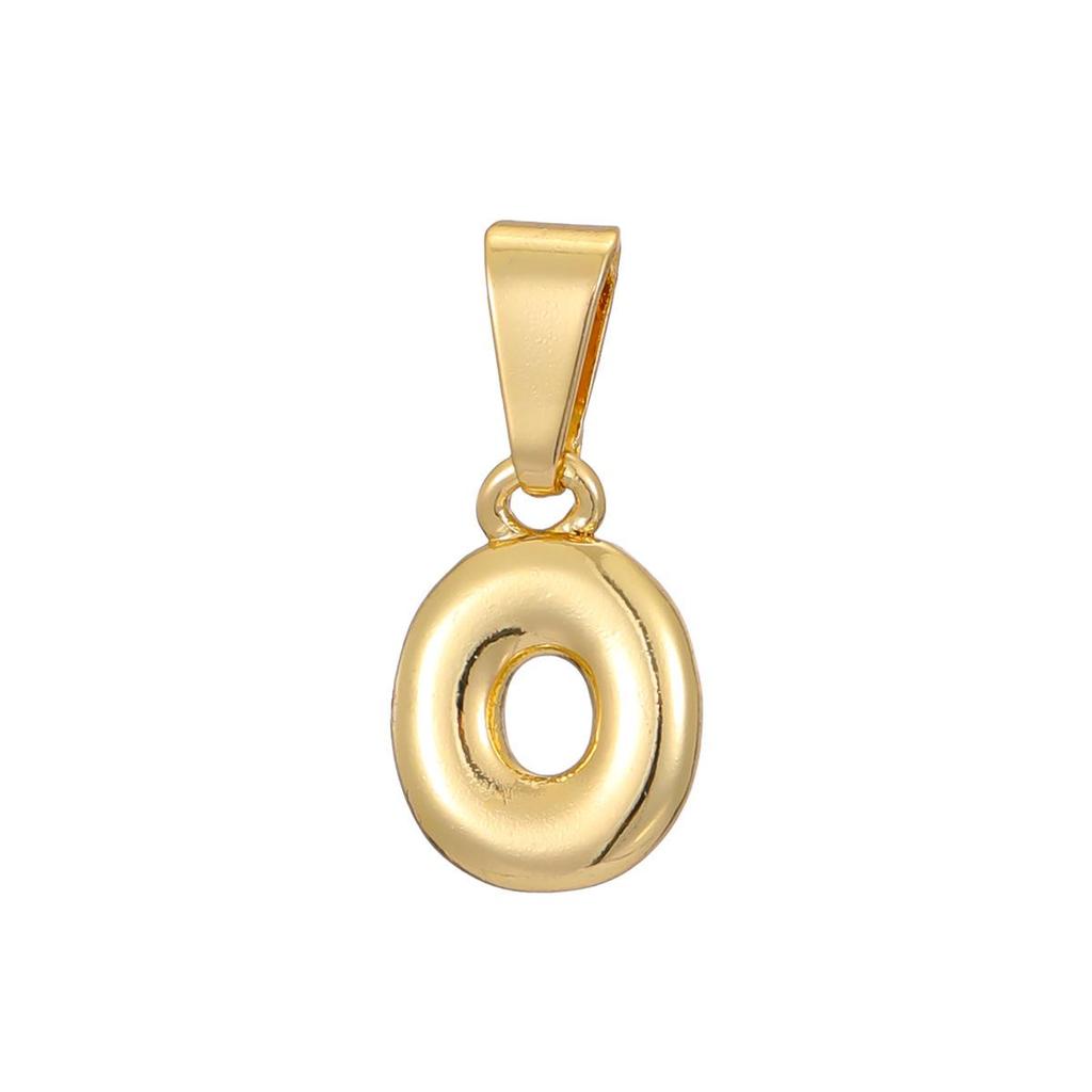 Pozłacany 18-karatowym złotem naszyjnik z mini zawieszką w kształcie litery bąbelkowej - Personalizowany 26 literami alfabetu angielskiego