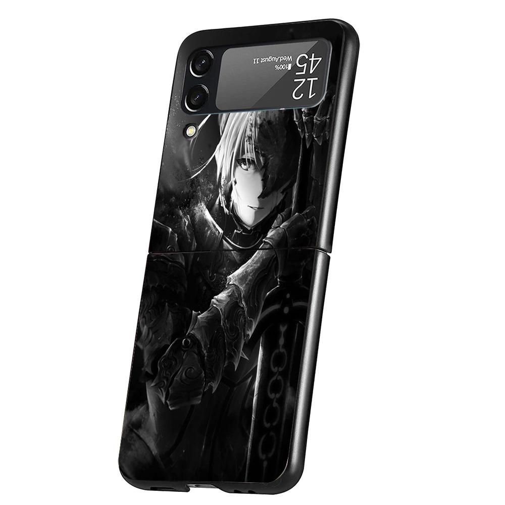 Fate Zero Stay Night Saber Cover Phone Case For Samsung Galaxy Z Flip 7 6 5 4 3 5G Flip7 Flip6 Flip5 Flip4 Flip3 Black Fundas Sh