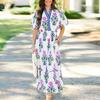 2025 New Women's V-neck Flower Print Dress