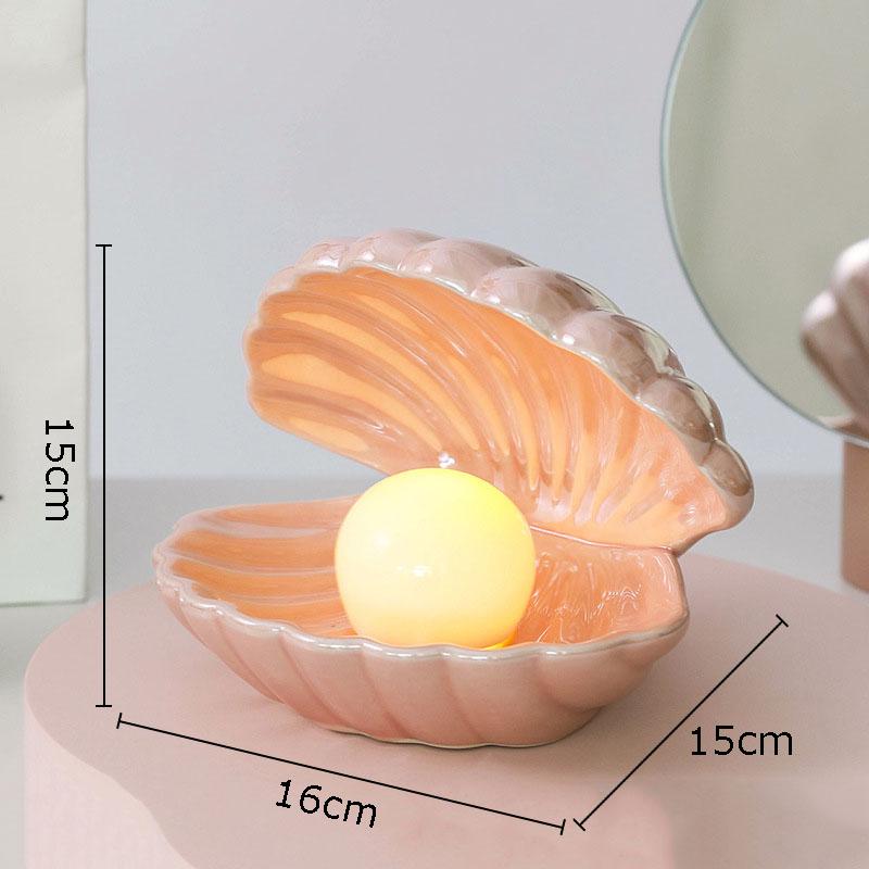 Dream Pearl Ceramic Lamp Desk Decoration Seashell Night Lamp Crafts Shell Storage Box Porcelain Ornaments Modern Home Decor