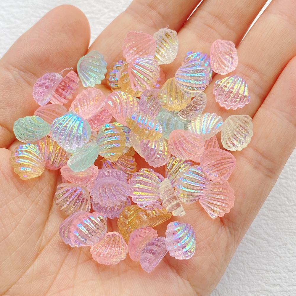 100Pcs Cute Mini Cartoon Brilliant Seashells Nail Art Resin Designer Charms DIY Craft For Nail 3D Decorations Jewelry
